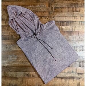 Skechers Womens Pink Black Striped Activewear Hoodie Relaxed Fit Pullover L